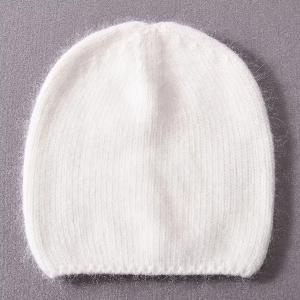 Thin soft beanie made of Angora wool, brown