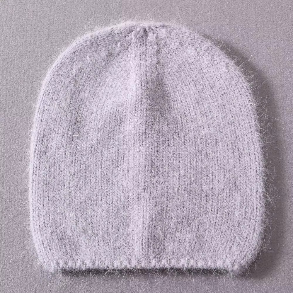 Thin soft beanie made of Angora wool, white