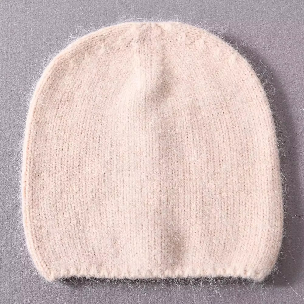 Thin soft beanie made of Angora wool, white