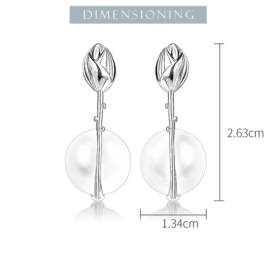 Elegante Ohrringe Lotus Blume und Shellperle, 925er Silber