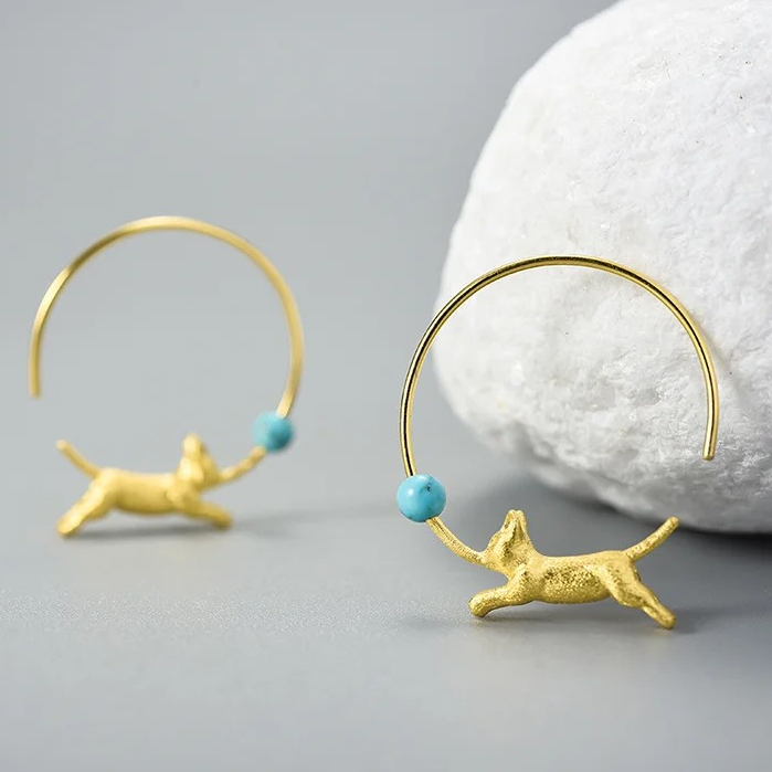 Cat hoop earrings