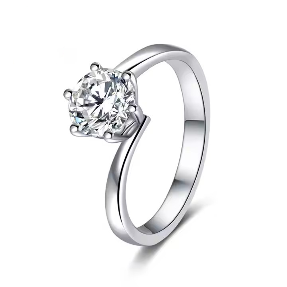 Klassischer eleganter Ring, Verlobungsring, 1 Ct, 925 Sterling Silber