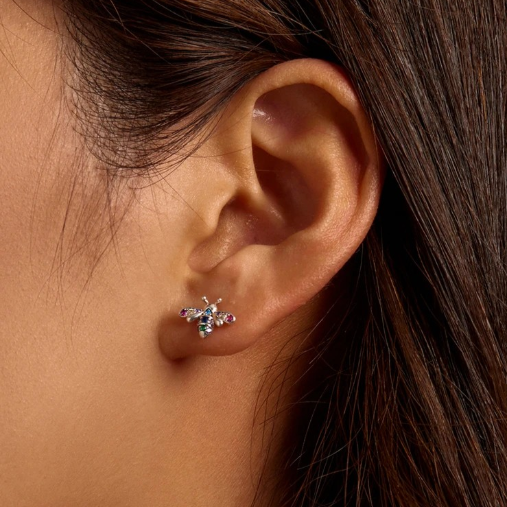 Cute minimalist earrings – Dainty bee stud earrings bee rainbow