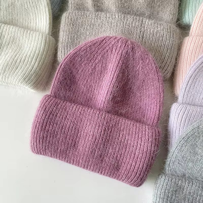 Warm, soft and fluffy Angora Beanie, lilac