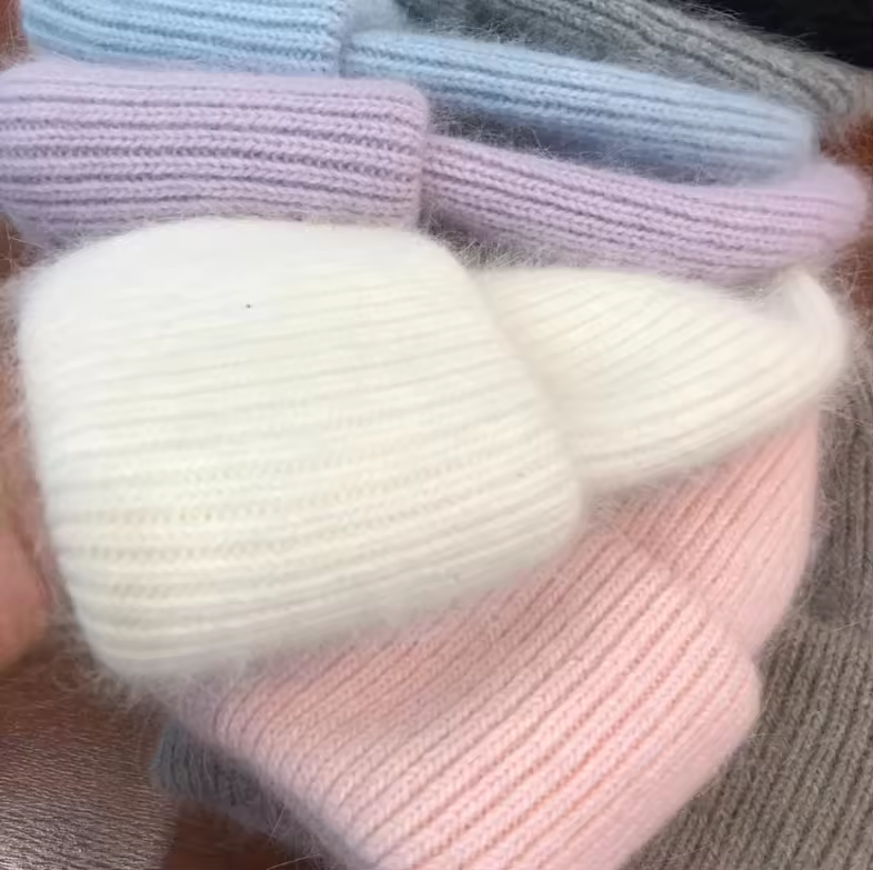 Warm, soft and fluffy Angora Beanie, mint green