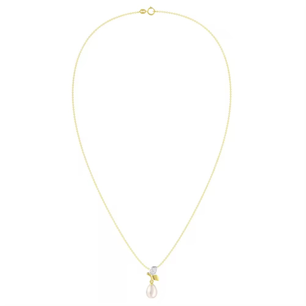 Handgefertigte Halskette kleiner Schmetterling auf der Perle, 925er Silber, 14K Gold