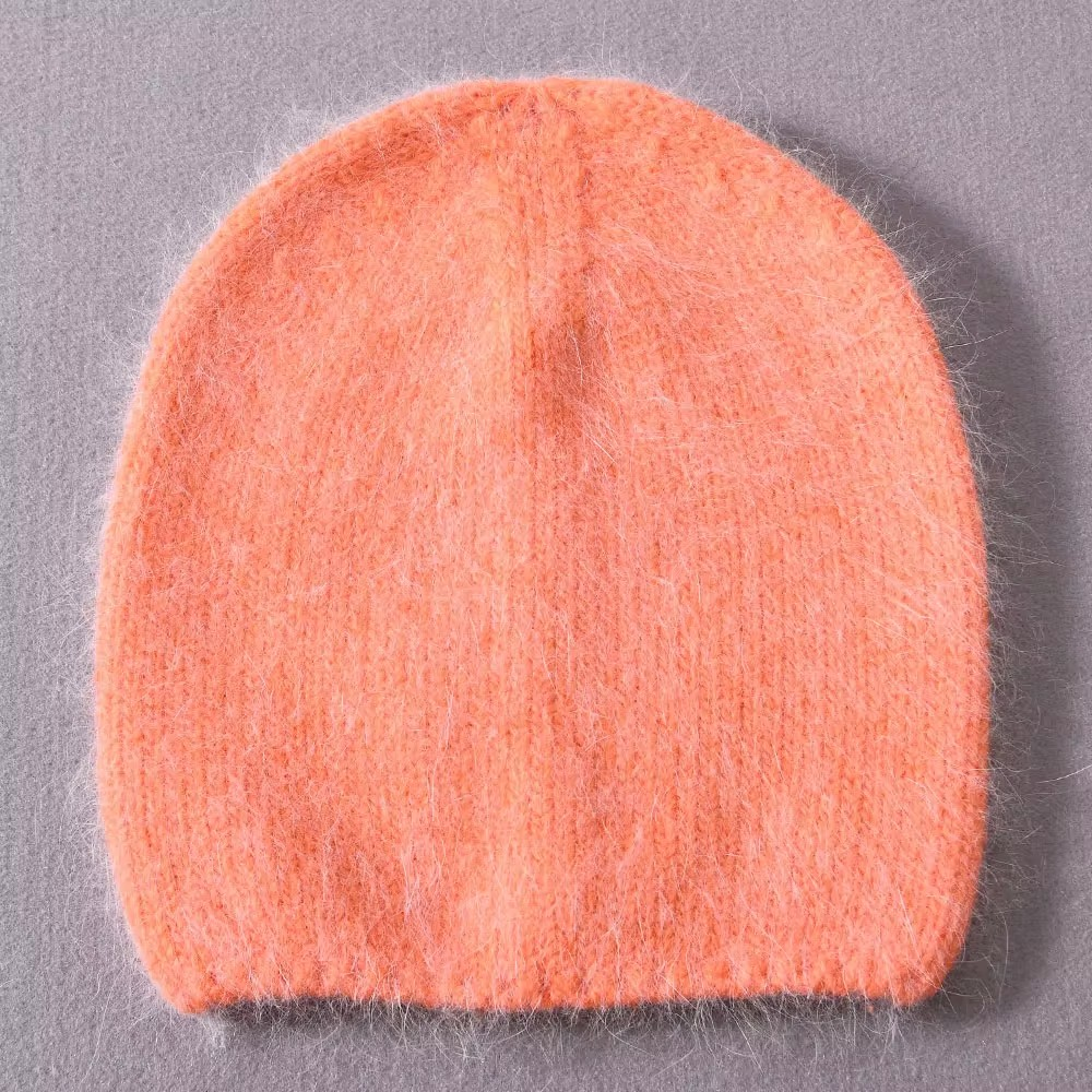 Thin soft beanie made of Angora wool, white