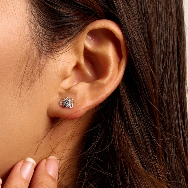 Rainbow Stud Earrings – Small Spider made of 925 Sterling Silver