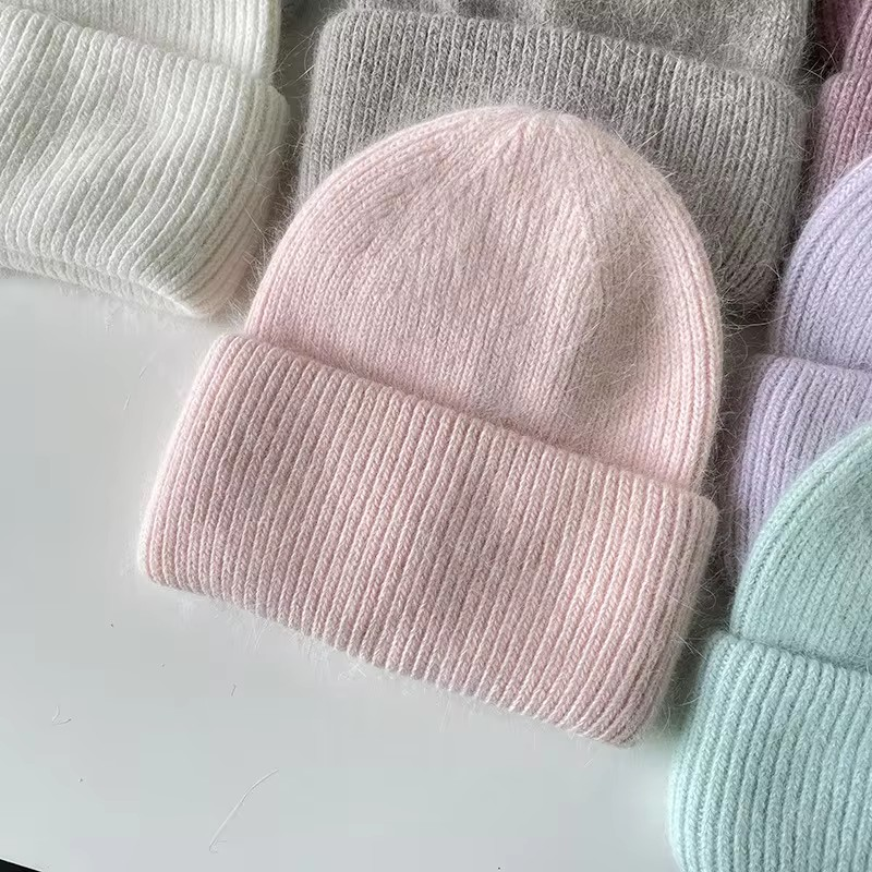 Warm, soft and fluffy Angora Beanie, light pink