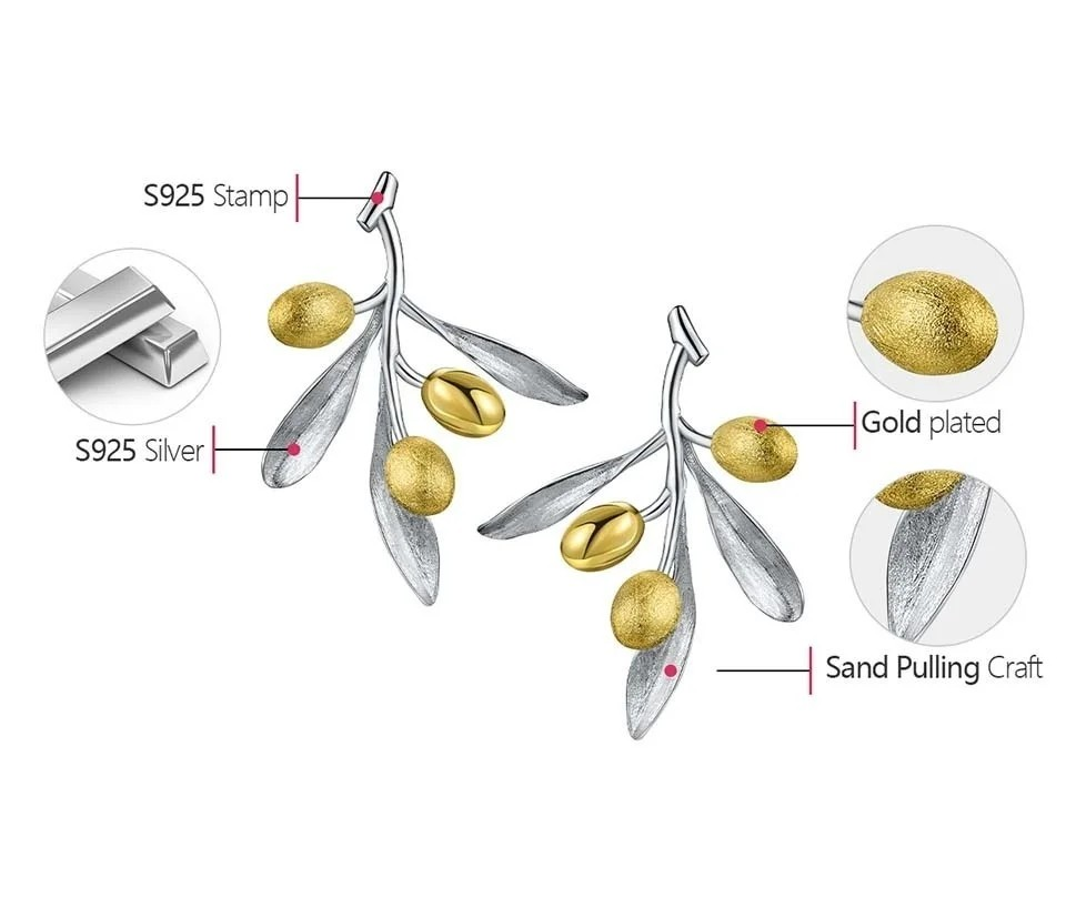 Handgefertigte Ohrringe Olivenzweig