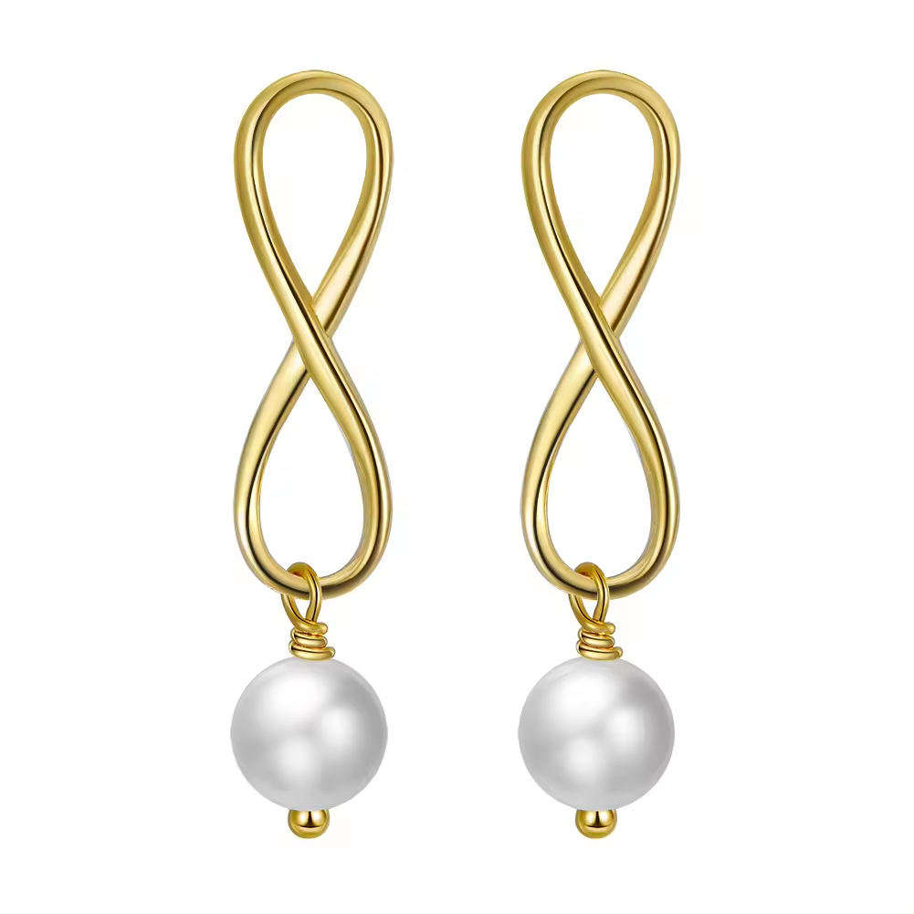 Earrings Elegant simplicity with infinity sign and pearl