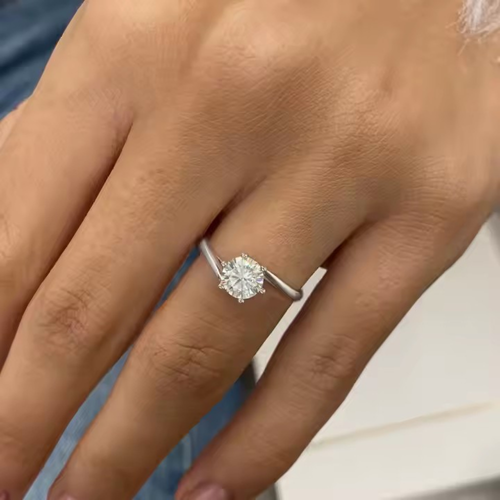 Klassischer eleganter Ring, Verlobungsring, 1 Ct, 925 Sterling Silber