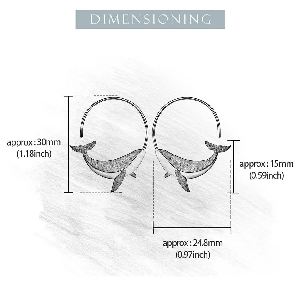 Hoop earrings "Little Whale", 925 silver, 18K gold