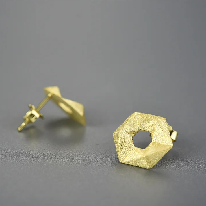 Handgemachte Würfel Ohrstecker, 925er Silber