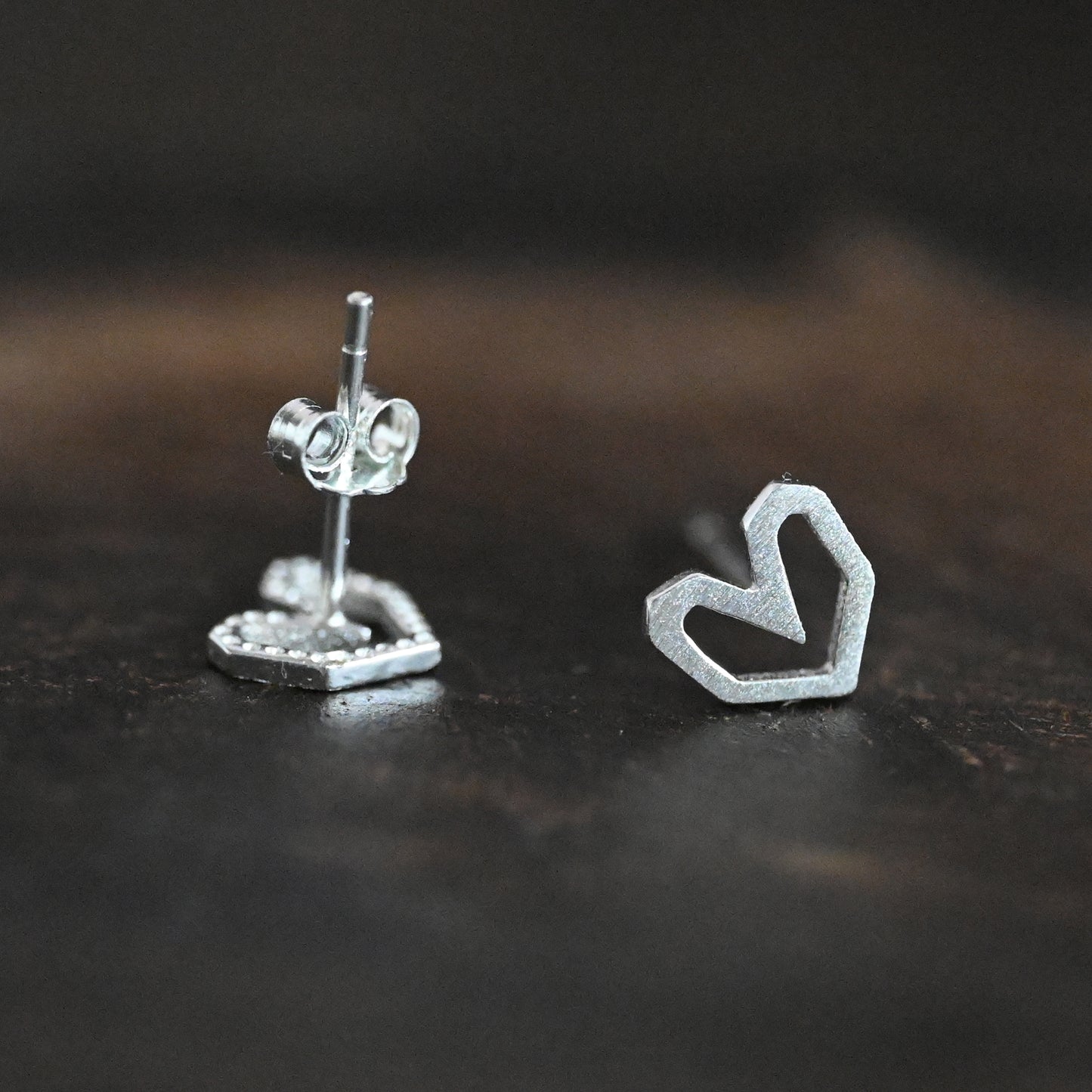 Retro Herz Ohrstecker aus 925 Sterling Silber