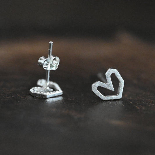 Retro Herz Ohrstecker aus 925 Sterling Silber