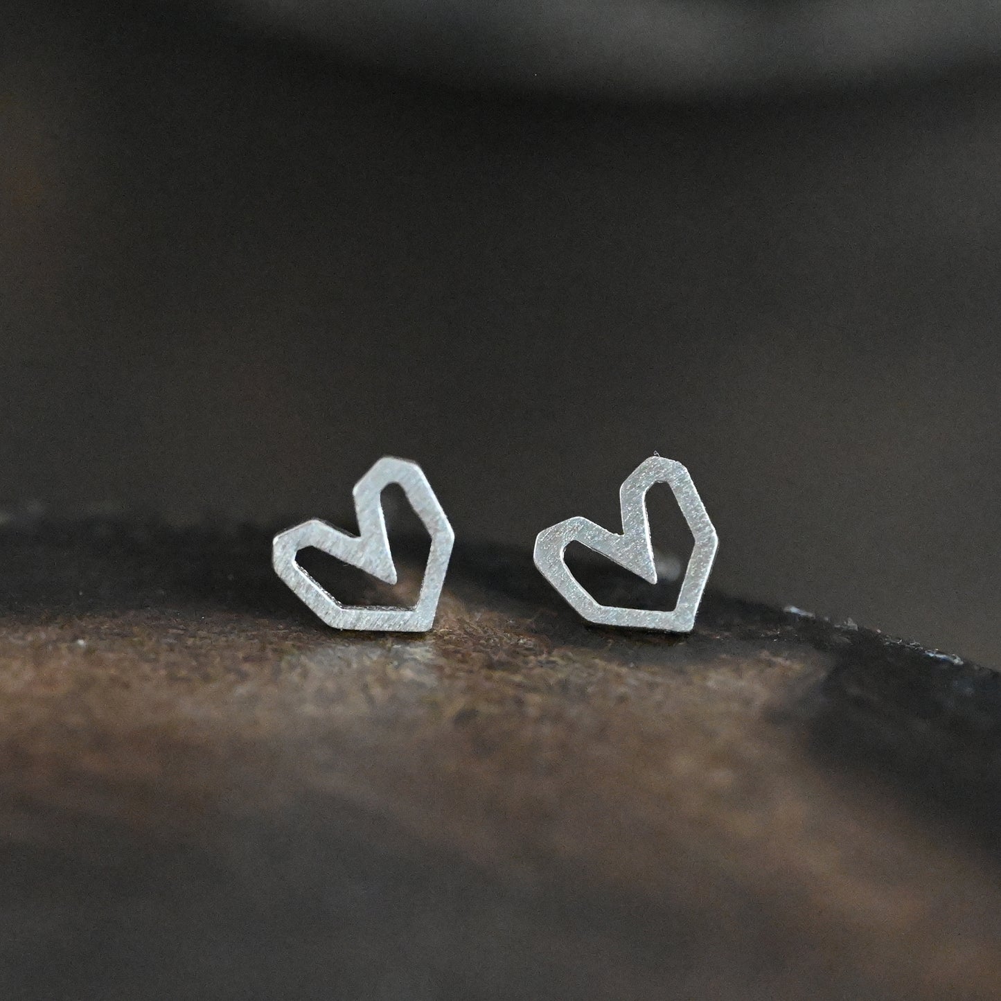 Retro Herz Ohrstecker aus 925 Sterling Silber