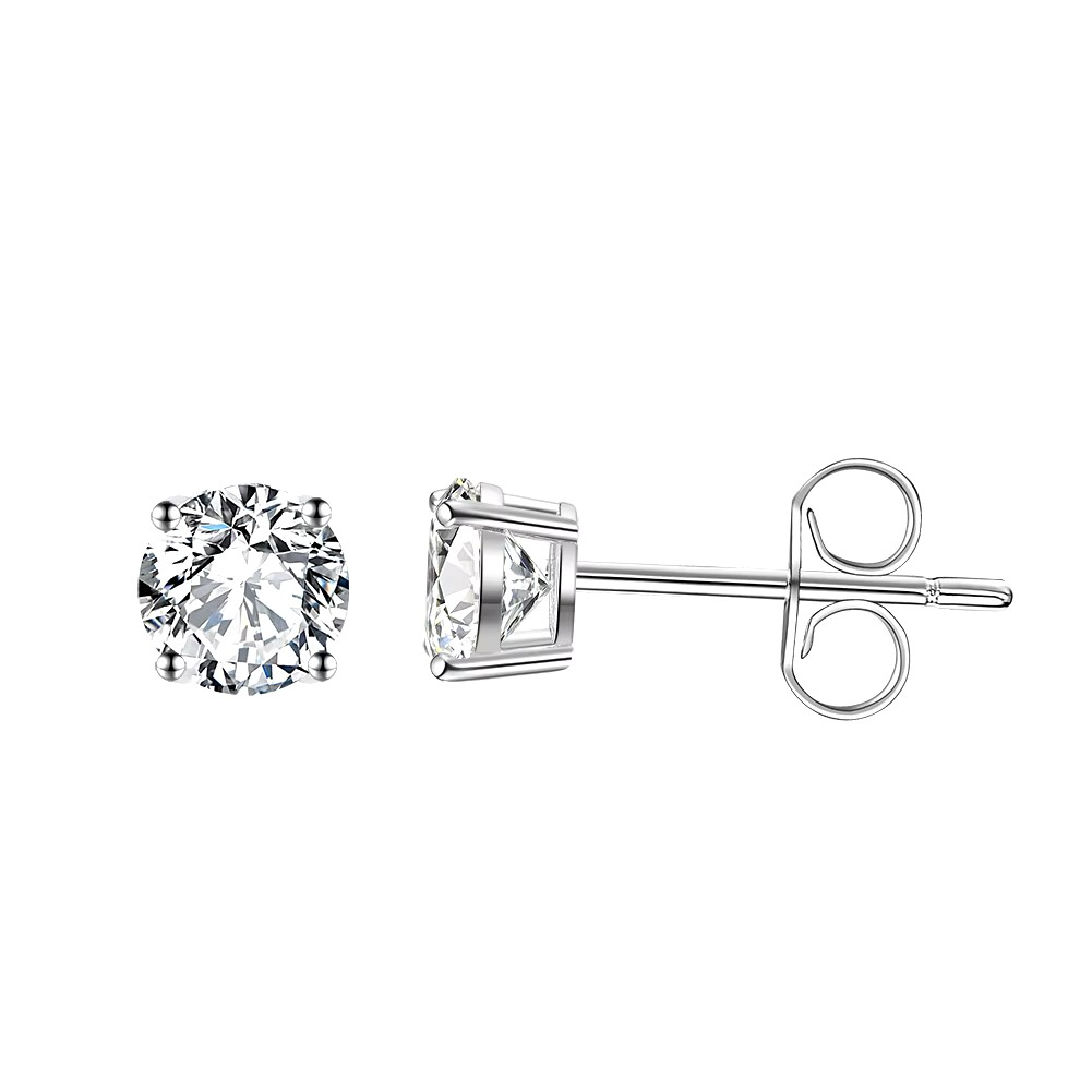 Unisex Cubic Zirkonia Ohrstecker, 925 Sterling Silber