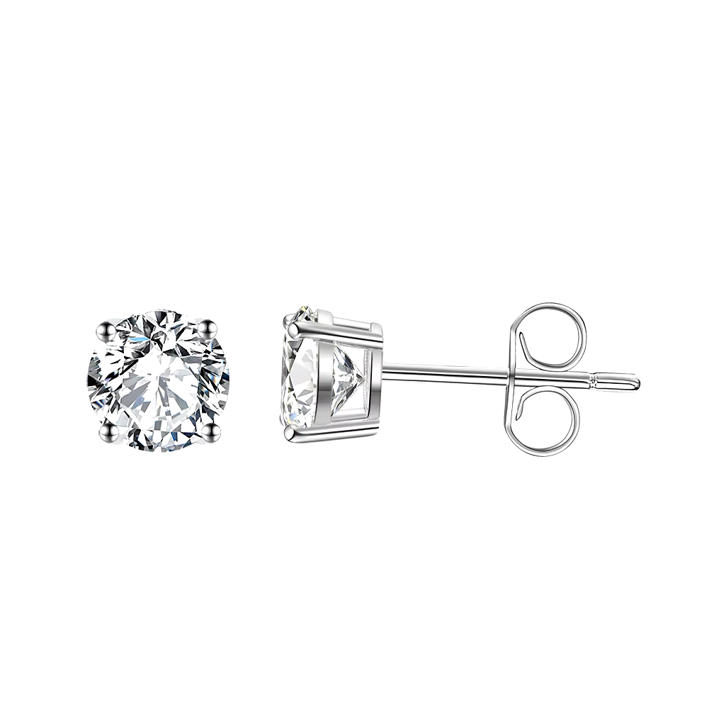 Unisex Cubic Zirkonia Ohrstecker, 925 Sterling Silber