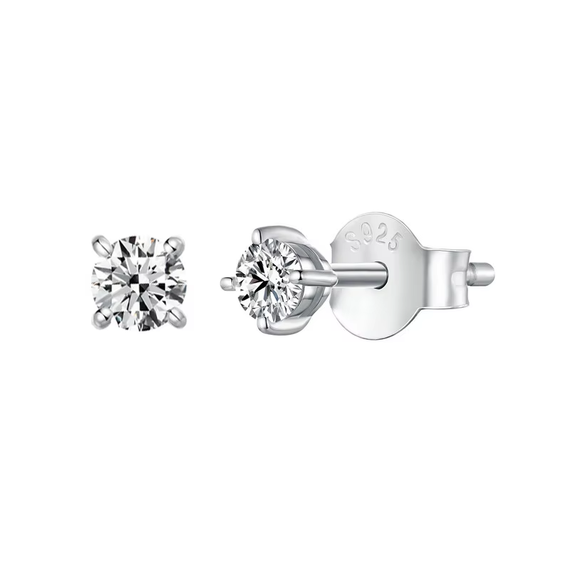 Moissanite Stud Earrings 3 mm 0.1 Ct, GRA Certificates, VVS1 Clarity