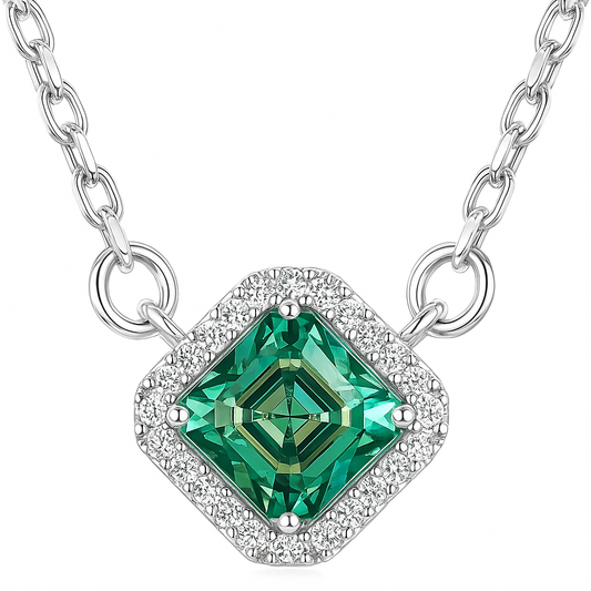 925 Sterling Silber Halskette mit 0,6 ct grünem Moissanit & Zirkonia
