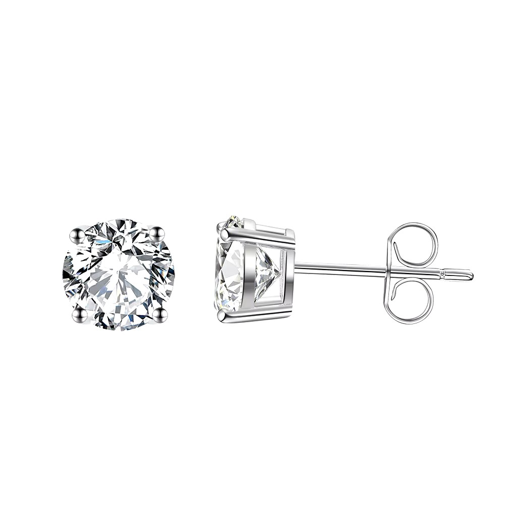 Unisex Cubic Zirkonia Ohrstecker, 925 Sterling Silber