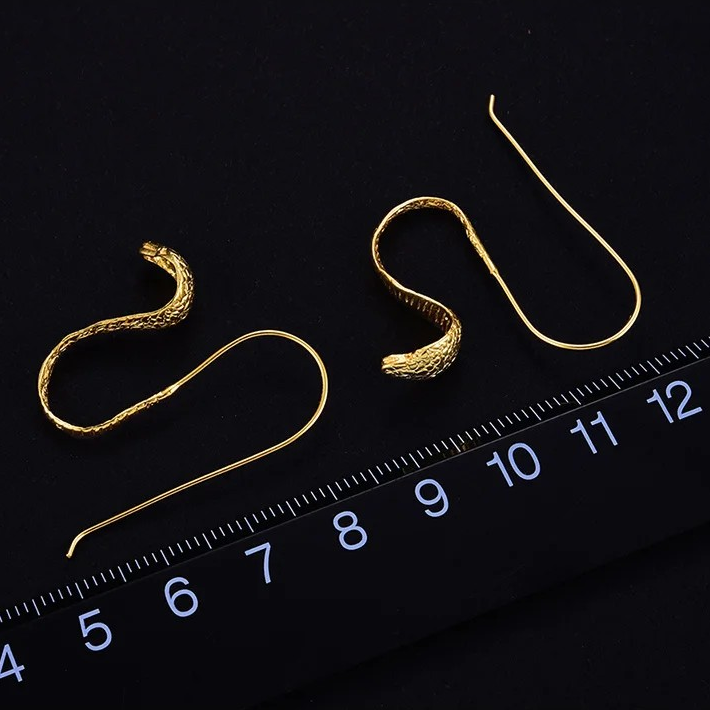 Curious Snake Earrings, 925 Silver, 18K Gold