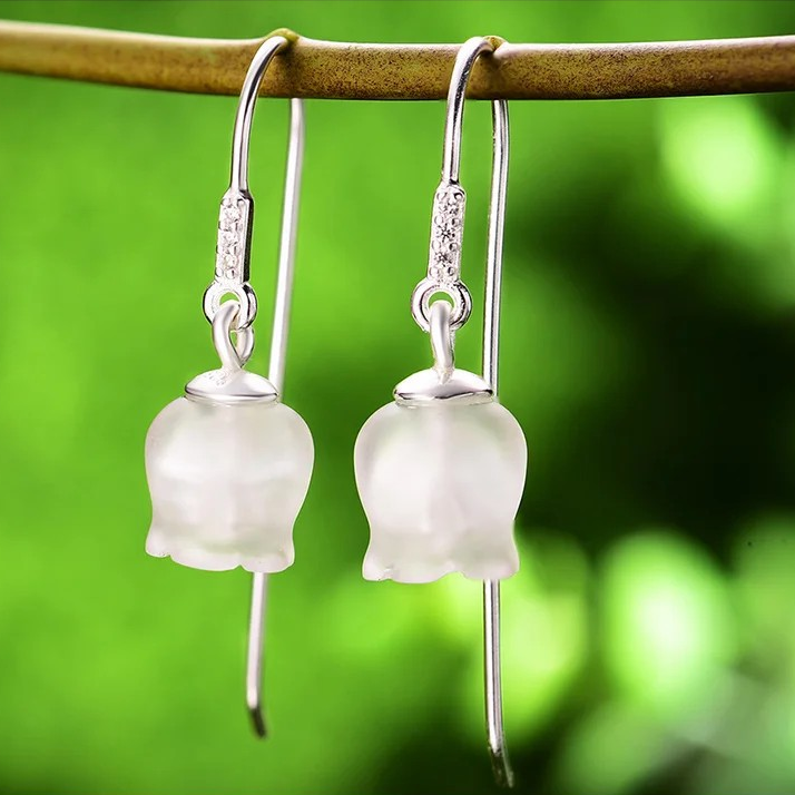 Handmade Crystal Bell Earrings, 925 Silver