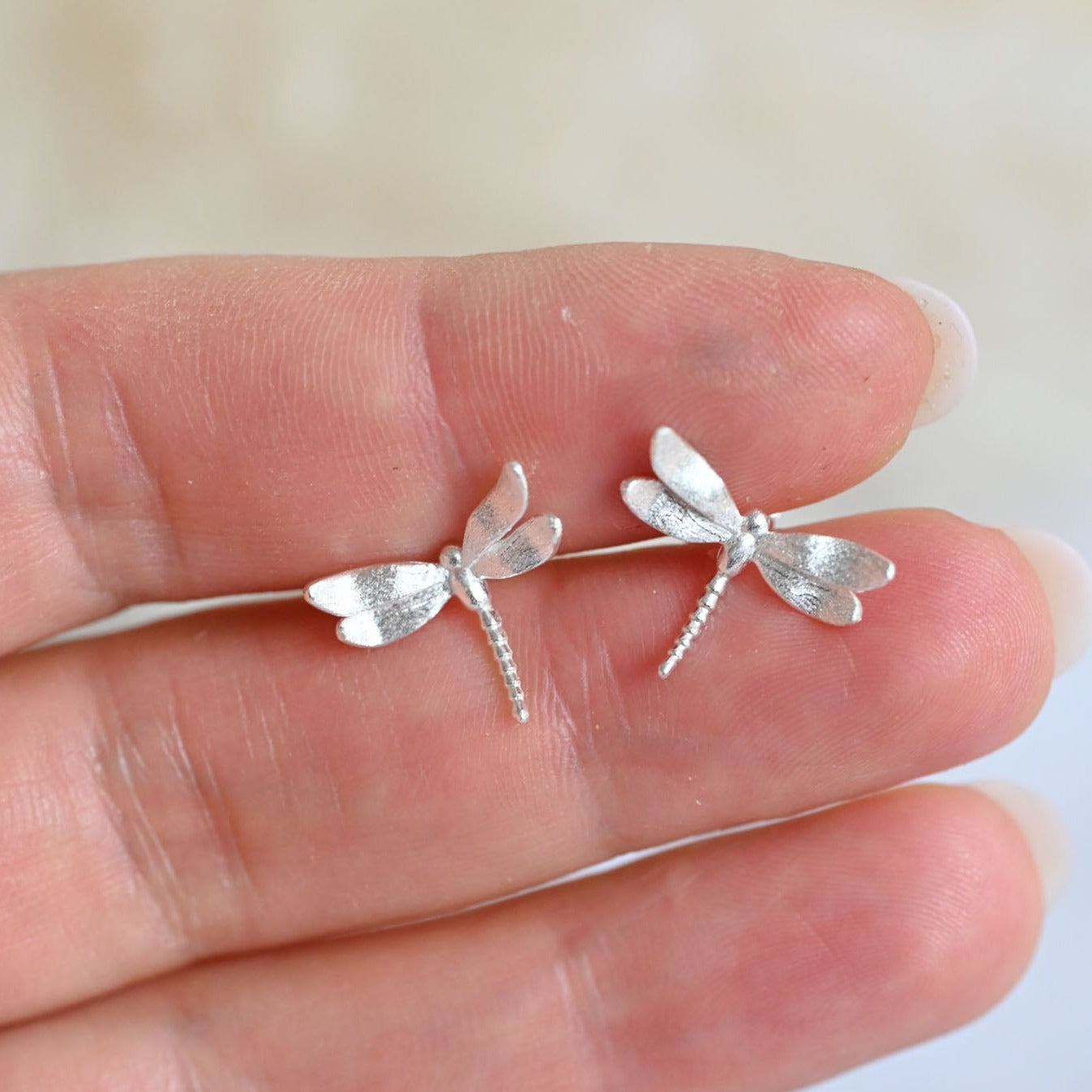 Handmade dragonfly stud earrings