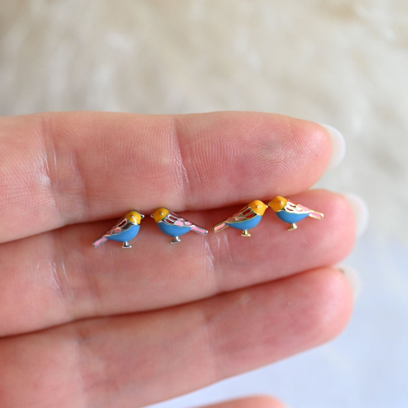 Small cute bird stud earrings