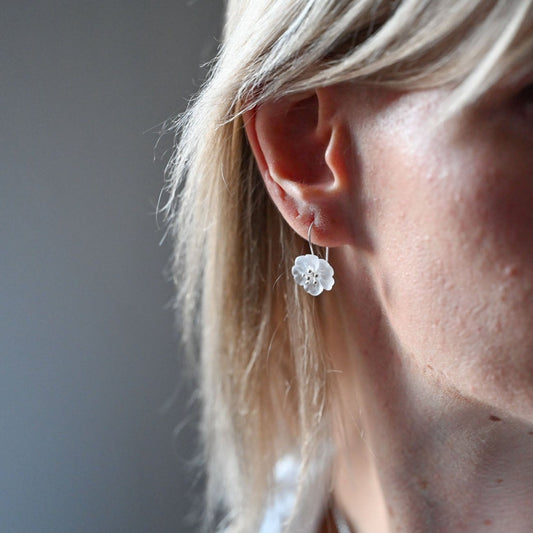 Handmade delicate hanging earrings "Flower in the rain"