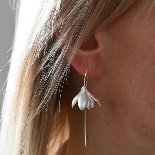 Handmade earrings Magnolia, 925 silver, 18K gold