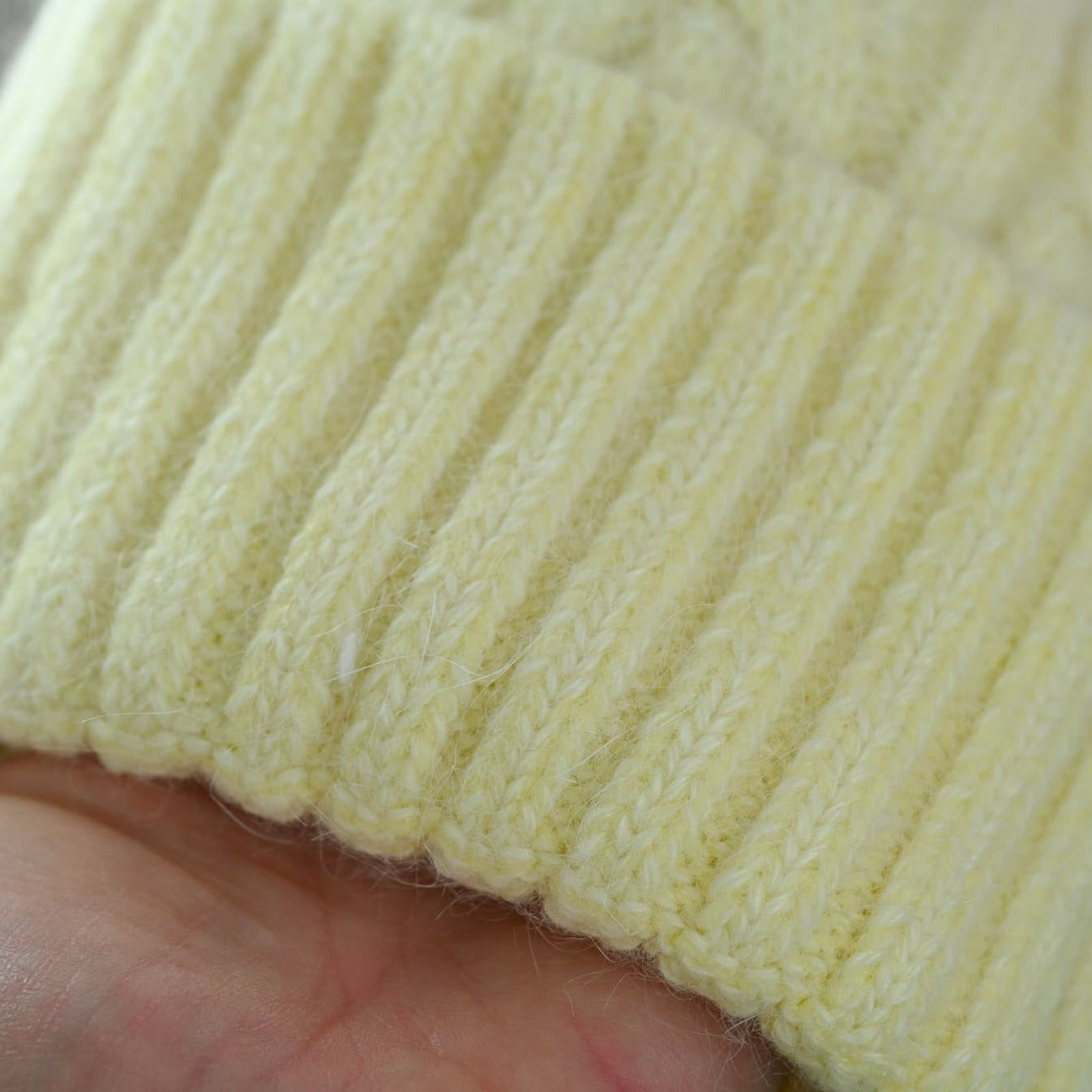 Warm fluffy Angora wool beanie, yellow