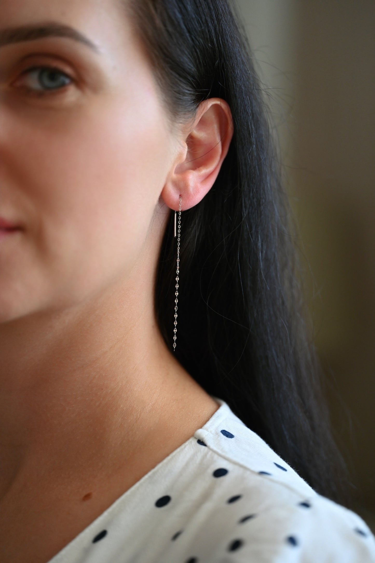 Schlichte zarte Kettenohrringe 925er Silber, 18K Gold, 14K Gold