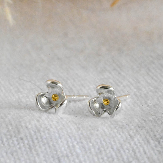 Minimalist flower earrings, 925 silver