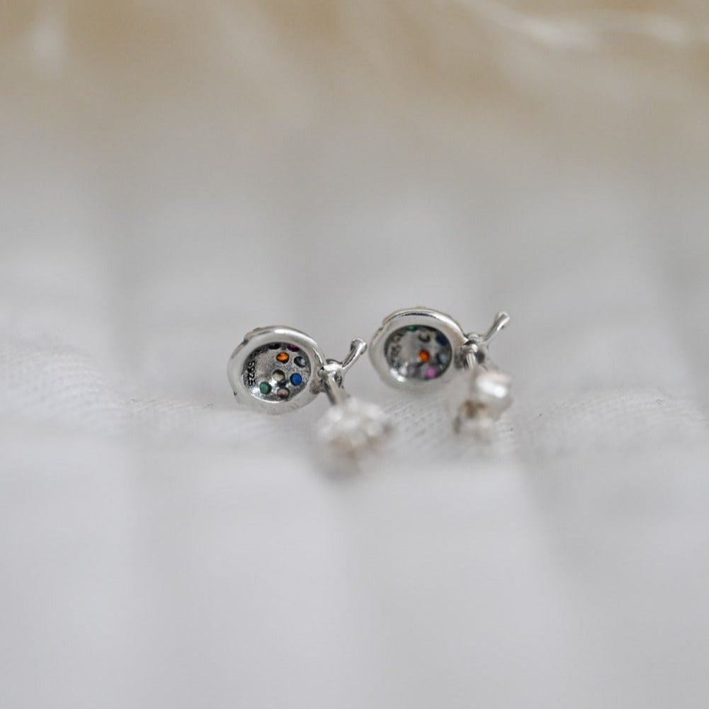 Rainbow stud earrings – ladybug earrings made of 925 sterling silver with colorful zircon stones