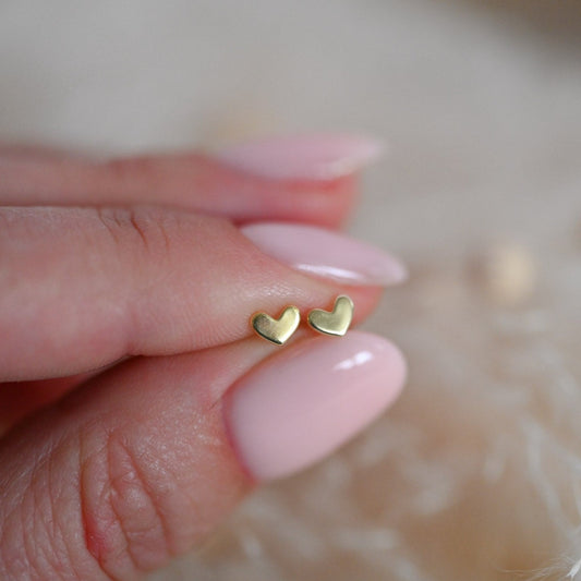 Small heart stud earrings