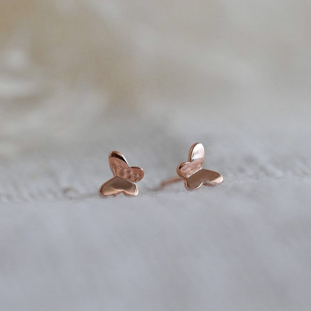 Mini cute butterfly earrings, 925 silver, 18K gold, rose gold