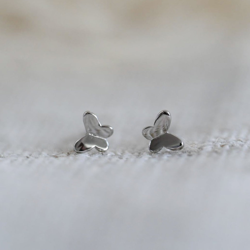 Mini cute butterfly earrings, 925 silver, 18K gold, rose gold