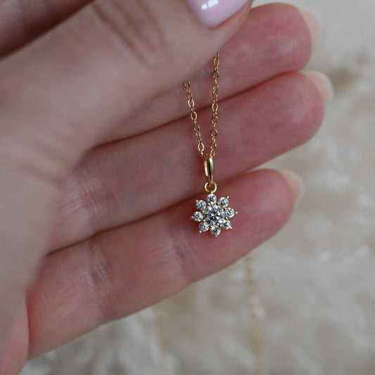 Halskette mit Sonne Anhänger, 925 Sterling Silber oder 14K vergoldet