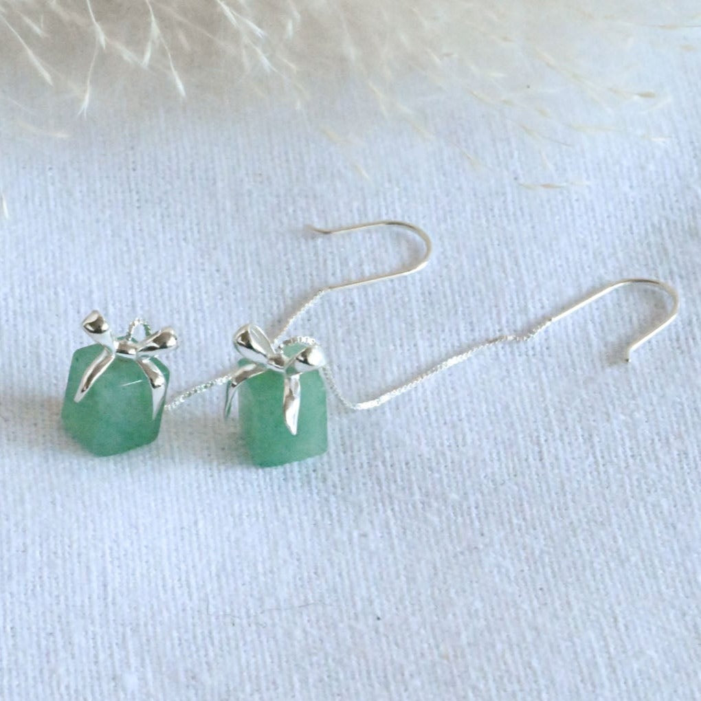 Handmade hanging earrings gift box aventurine