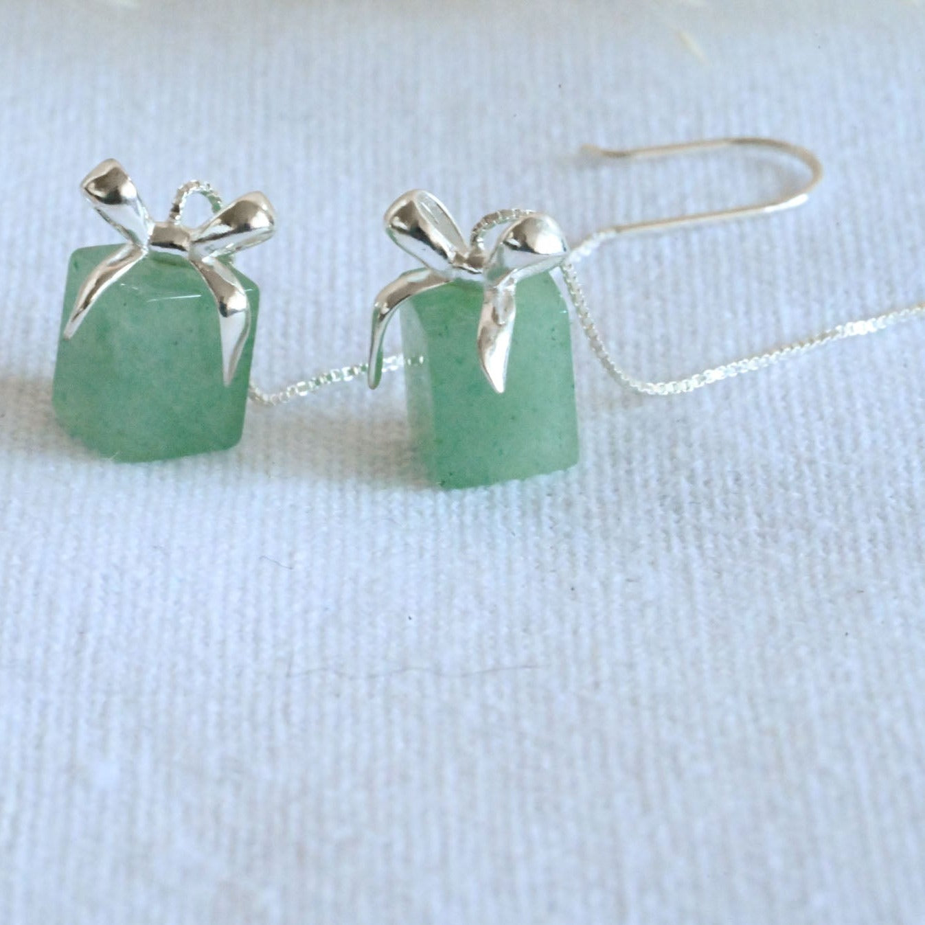 Handmade hanging earrings gift box aventurine