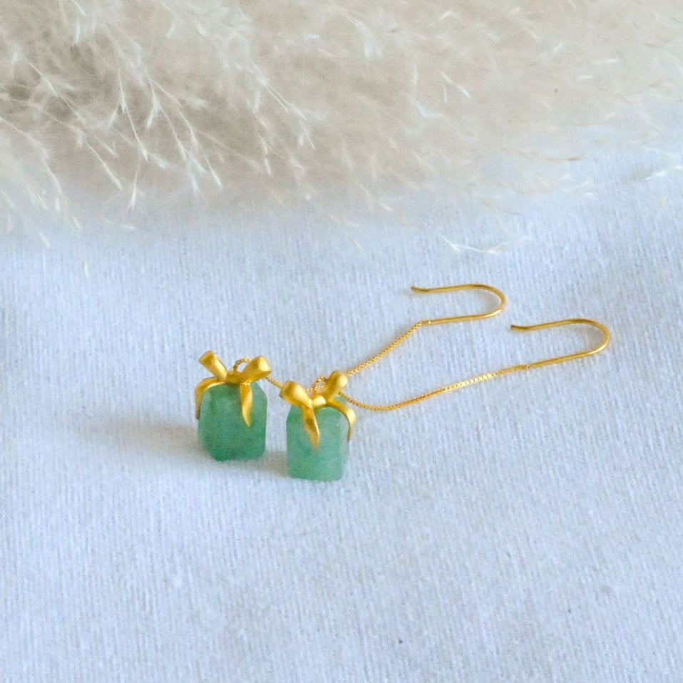 Handmade hanging earrings gift box aventurine