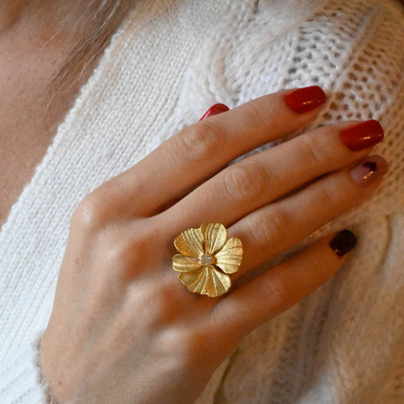 Handmade ring "Elegant Peony"