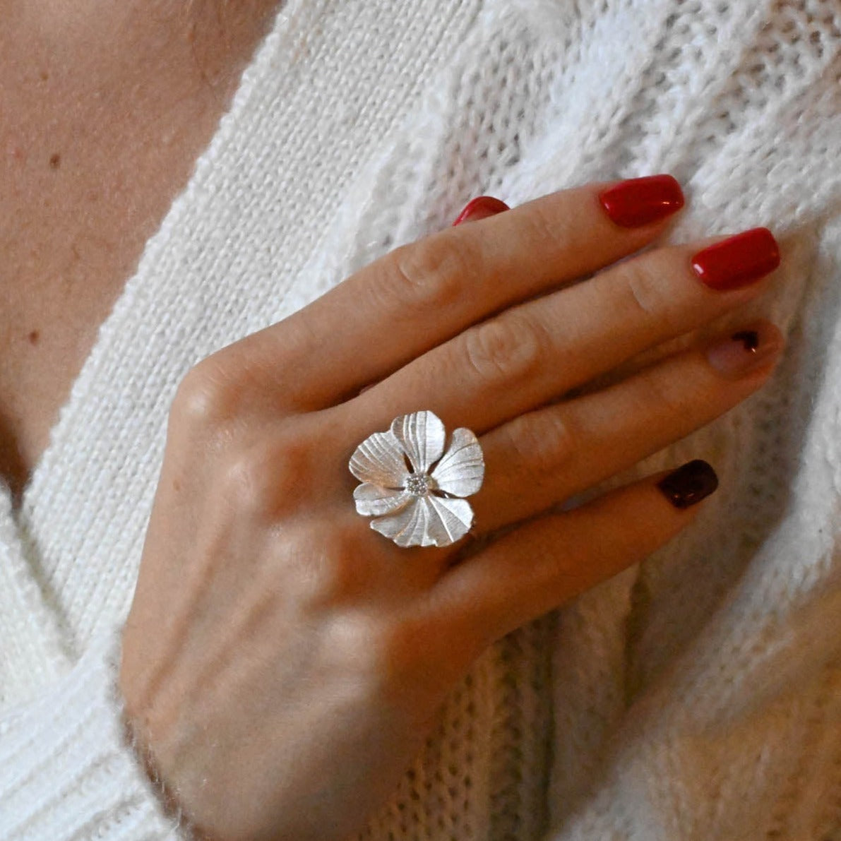 Handmade ring "Elegant Peony"