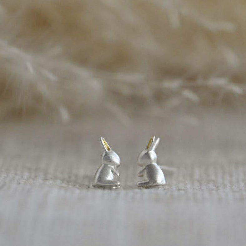 Süßer Hasi Mädchen Ohrstecker, 925 Sterling Silber