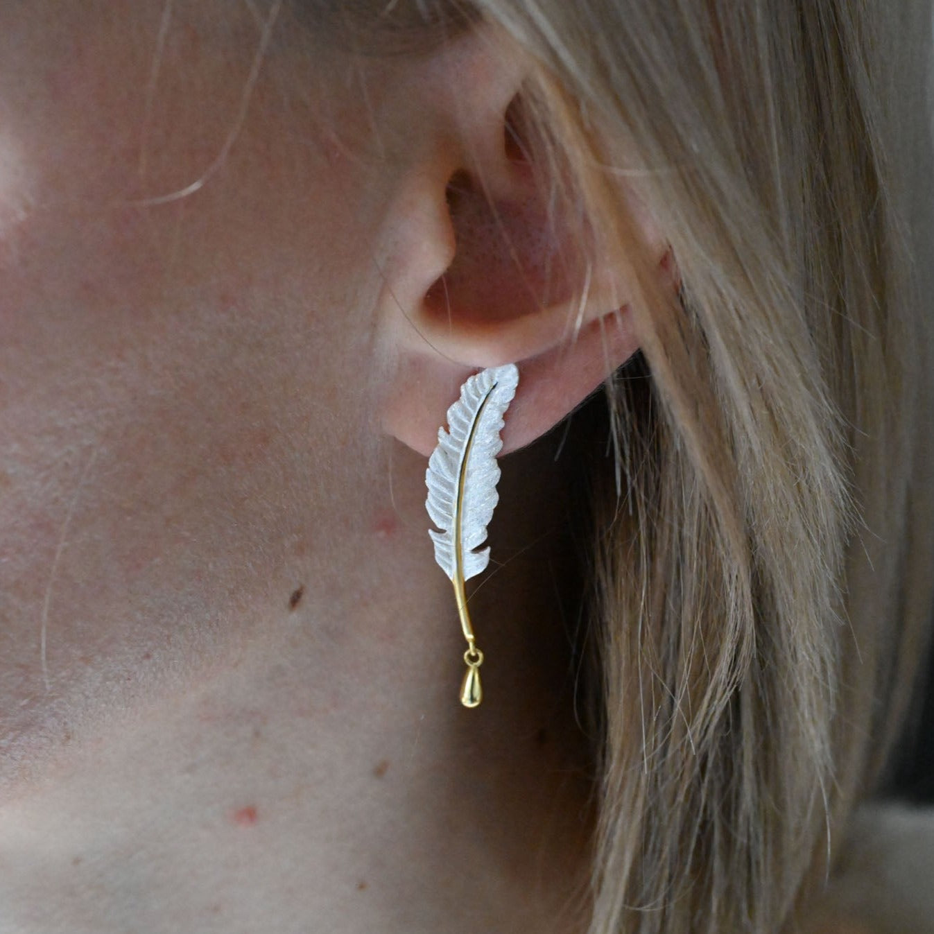 Minimalist feather earrings