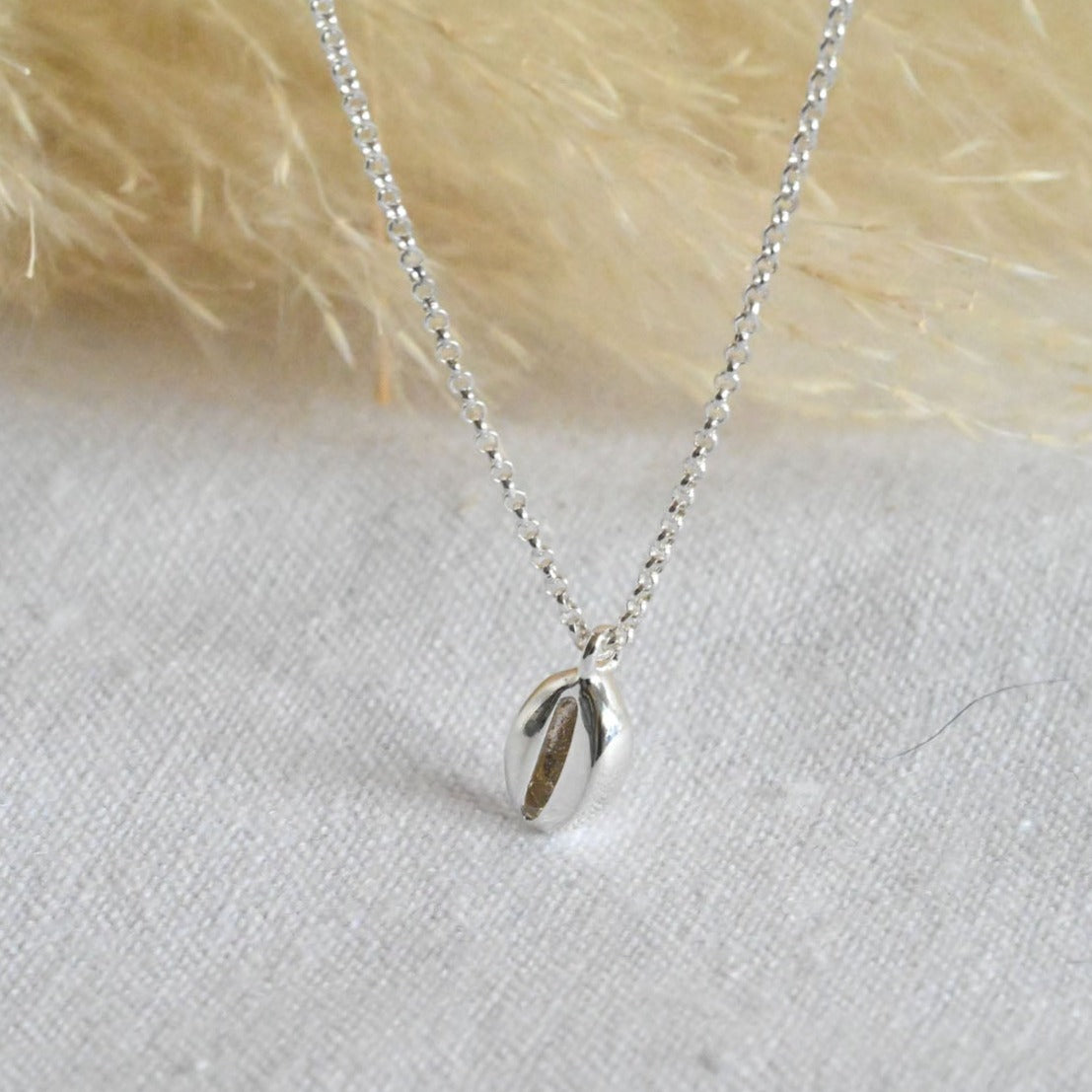 Minimalistische Halskette mit Kaffeebohne, 925 Sterling Silber