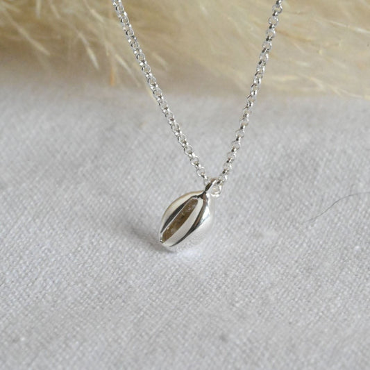 Minimalistische Halskette mit Kaffeebohne, 925 Sterling Silber