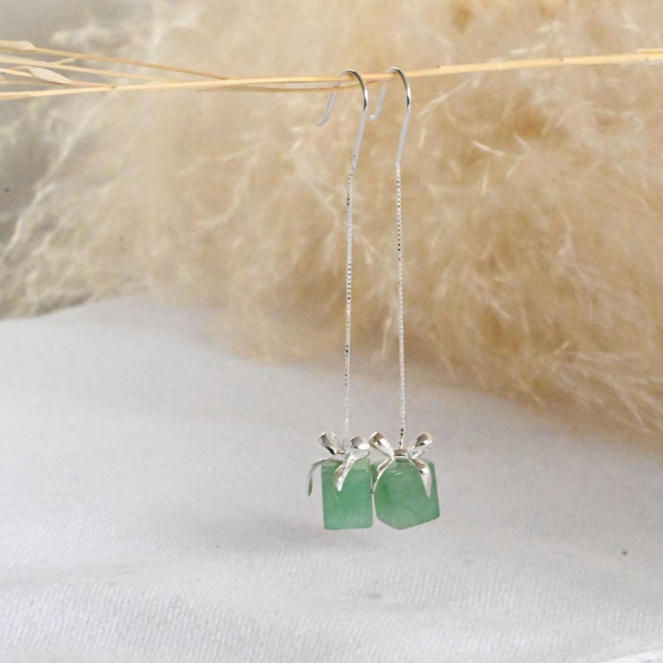 Handmade hanging earrings gift box aventurine